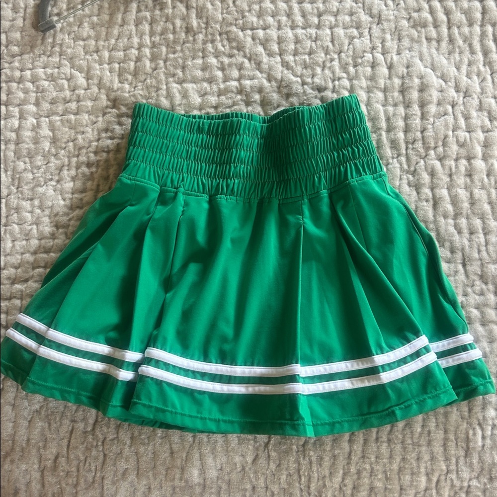 The Bubble Green Pleated Skirt